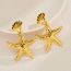 Fashion Gold Stainless Steel Shell Starfish Earrings