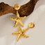 Fashion Gold Stainless Steel Pleated Starfish Earrings
