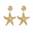 Fashion Gold Stainless Steel Pleated Starfish Earrings