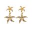 Fashion Gold Stainless Steel Double Starfish Earrings
