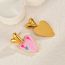 Fashion Green Stainless Steel Gold-plated Love Oil Drop Earrings