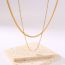 Fashion Gold Stainless Steel Double Layer Snake Bone Chain Pearl Necklace