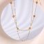 Fashion Gold Stainless Steel Love Double Layer Necklace