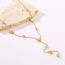 Fashion Gold Titanium Steel Diamond Butterfly Y-shape Necklace