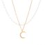 Fashion Gold Stainless Steel Pearl Chain Diamond Moon Double Necklace