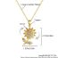 Fashion Gold Copper And Diamond Sunflower Rotatable Necklace