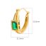 Fashion U-shaped Green Zirconia Stainless Steel Square Diamond Earrings