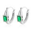 Fashion U-shaped Green Zirconia Stainless Steel Square Diamond Earrings