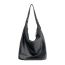 Fashion Black Soft Leather Large Capacity Shoulder Bag