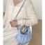Fashion Blue Pu Pleated Crossbody Bag
