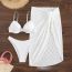 Fashion White Polyester Hollow Split Swimsuit Bikini Three-piece Set