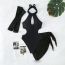 Fashion Black Nylon One-piece Hollow One-piece Swimsuit Two-piece Set