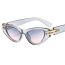 Fashion Champagne Box Tea Slices Cat Eye Small Frame Sunglasses