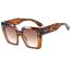 Fashion Leopard Pattern On The Upper Side And Tea Frame On The Lower Side With Tea Leaves Gradually Pc Square Large Frame Sunglasses