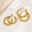 Fashion Golden 2 Stainless Steel Round Earrings