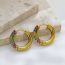 Fashion Golden Colored Diamonds Titanium Steel Diamond Geometric Earrings