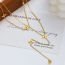 Fashion Gold Stainless Steel Double Layer Cross Flower Double Layer Necklace