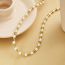 Fashion Gold Stainless Steel Pearl Patchwork Necklace