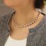 Fashion Gold Stainless Steel Pearl Patchwork Necklace