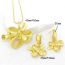 Fashion Gold Gold-plated Copper Bow Necklace And Earrings Set