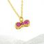 Fashion Dark Pink Gold Plated Copper Bow Pendant With Diamonds