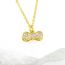 Fashion Dark Pink Gold Plated Copper Bow Pendant With Diamonds