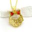Fashion Gold Gold-plated Copper Bow Geometric Pendant With Diamonds