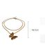 Fashion Gold Titanium Steel Butterfly Double Layer Necklace