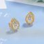 Fashion Gold Color Gold-plated Copper Drop-shaped Earrings With Diamonds