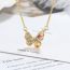 Fashion Gold Color Copper Inlaid Zirconium Butterfly Necklace