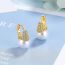Fashion White Gold Copper Inlaid Zirconium Geometric Pearl Earrings