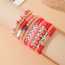 Fashion Pink Colorful Polymer Clay Letter Beaded Bracelet Set