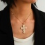 Fashion Golden 1 Titanium Steel Inlaid With Zirconium Cross Portrait Pendant Necklace
