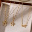 Fashion Golden 3 Copper Set Zirconia Bow Necklace