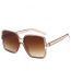 Fashion Leopard Pattern On Top And Transparent Tea On Bottom Pc Large Frame Sunglasses