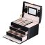 Fashion Three-layer Jewelry Box-black Pu Three-layer Leather Jewelry Storage Drawer Box