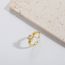 Fashion Cross White Zirconium Gold-plated Copper Geometric Open Ring With Diamonds