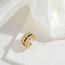 Fashion Black Zircon Gold-plated Copper Geometric Open Ring With Diamonds