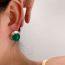 Fashion Rectangular Hollow Green Agate Stone Earrings Copper Geometric Agate Earrings