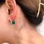 Fashion Rectangular Hollow Green Agate Stone Earrings Copper Geometric Agate Earrings