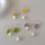 Fashion Purple Asymmetric Flower Earrings Copper Geometric Flower Ball Earrings