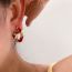 Fashion Red Metal Twist Leather C-shaped Earrings