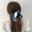 Fashion Dark Blue Color Matching Bow Ponytail Clip Fabric Color Block Bow Ponytail Clip