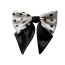 Fashion Black Ribbon Pearl Three-layer Bow Hairpin Satin Polka Dot Bow Hair Clip