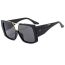 Fashion Black Panther Pattern Green Frame Fading Gray Blue Piece Metal Large Frame Sunglasses