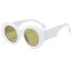 Fashion White Frame Green Film Pc Round Sunglasses