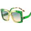 Fashion Green Tea Tablets With Green Yellow Frame Large Square Frame Sunglasses