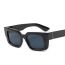 Fashion Black Frame Gray Film Color Block Square Frame Thick Rim Sunglasses