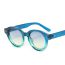 Fashion Blue Leopard Print Frame Blue And Yellow Pieces Round Frame Rice Nail Sunglasses