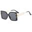 Fashion Green Framed Green Tea Slices Pc Hollow Temple Square Sunglasses